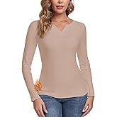 Thermal Long Sleeve Shirts for Women Fleece Top Thermal Notch V Neck Underwear Top Undershirt Winter Cold Weather