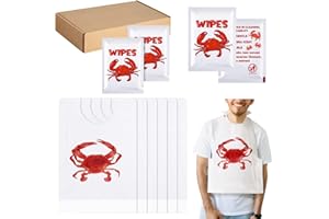 Wesiti 100 Pcs Lobster Crab Bib Wet Wipe Set 50 Crawfish Bib Disposable Adult 50 Moist Towelettes Seafood Boil Party Supply