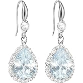 Yiqeenho Drop Earrings for Women Silver Cubic Zirconia Teardrop Dangle Earrings