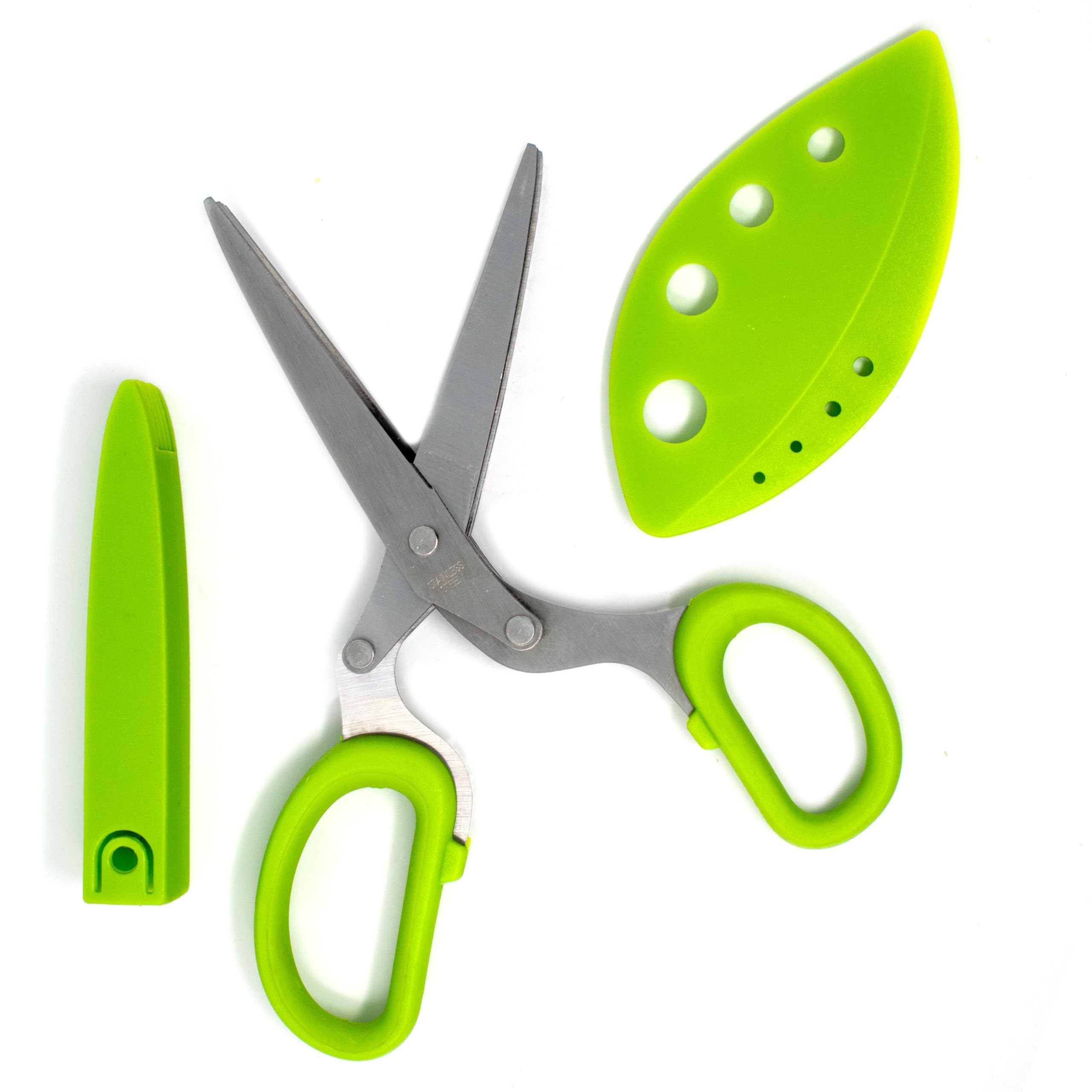 Norpro Triple Blade Herb Scissors with Blade Cleaner, Green