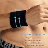 MEETTIKEY Sweat Bands 2-Pack Elastic Cotton Wristbands 8x10 cm Black view 6