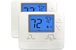 ELECTECK 2 Pack Non-Programmable Digital Thermostat for Home, up to 1 Heat/1 Cool with 4.5 sq. inch Display, Compatible with Single Stage Electrical and Gas/Oil System, White
