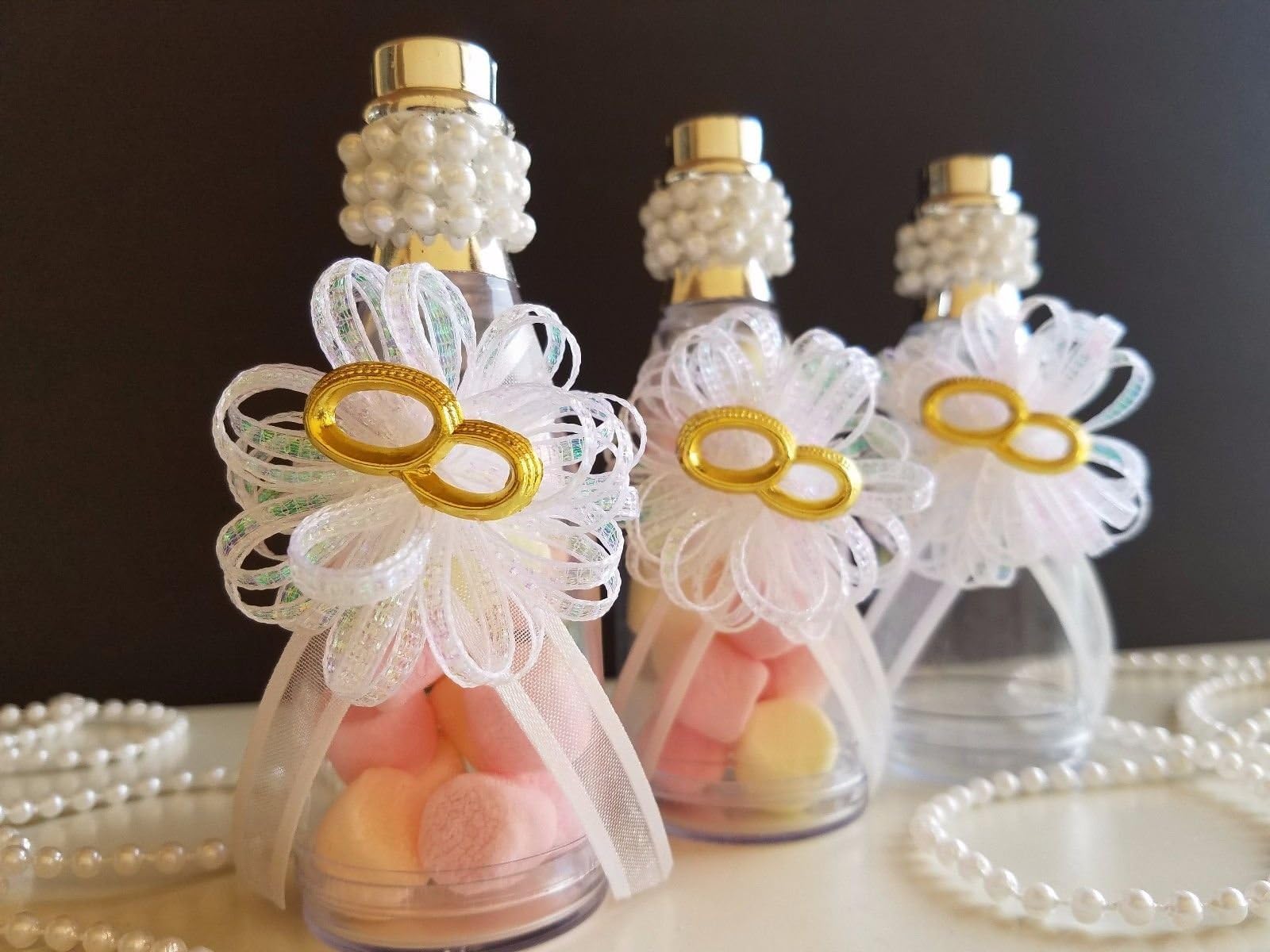 Wedding Bridal Shower White Fillable Champagne 12 Bottles Anniversary Favors