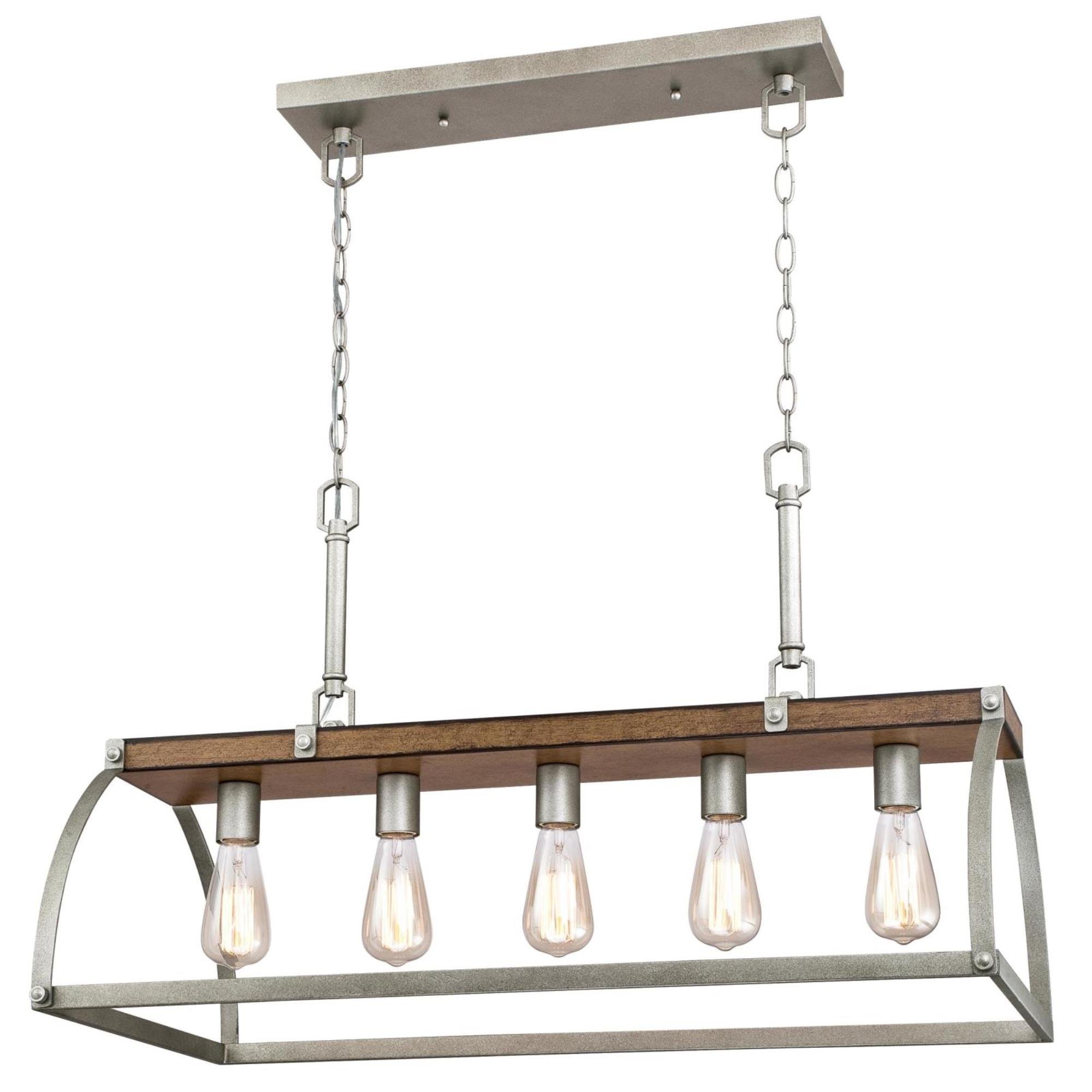 Westinghouse  6351700 Oak Lane Five-Light Indoor Chandelier, Barnwood Finish with Galvanized Steel Accents