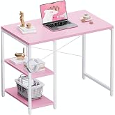 Pamray 32 Inch Small Computer Desk with Shelves for Bedroom Small Spaces | For Home Office, Dorm and Apartment, for Study and Writing, Headphone Hook, Space-Saving, Compact, Easy Setup