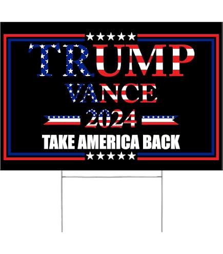 Probsin Cartello Elettorale Trump Vance 2024 30,5x43,2 Cm - Doppia Faccia 'Take America Back' Per Esterni