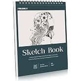 9×12 Sketch Book, Spiral Bound, 50 Sheets, Acid-Free Drawing Pad | 68lb/100gsm Paper, Perforated Pages, 360° Spiral, Hard Bac