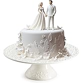 Wedding Cake Stand, White Cake Stand for Smaller Than 10 Inch Cakes, Christmas Porcelain Cake Plate for Party, Baby Shower, Birthday, Home Decorating Stand