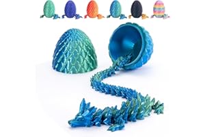 Mydethun 3D Printed Dragon 3D Printed Toy Egg with Dragon Inside, Fidget Toys for Adults, Articulated Surprise Toys for Kids, Office Desk Decor, Fidgets for Kids (Azuron Sky Blue), 12"