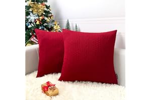 Booque Valley Christmas Pillow Covers, Pack of 2 Super Soft Elegant Modern Patterned Red Cushion Covers Decorative Stretchy Throw Pillow Cases for Sofa Bed Car Chair, 18 x 18 inch(Red)