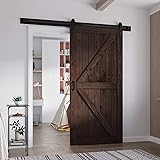 FREDBECK 42in x 84in Brown Barn Door with 7ft