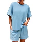 Imily Bela Womens 2 Piece Outfits 2025 Oversized Summer Short Sets Casual Beach Ribbed Short Sleeve Matching Set