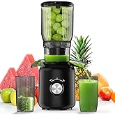 Cold Press Juicer, Juicer Machines with 5.3" Wide Feed Chute, Masticating Juicer for Whole Vegetables & Fruits, Slow Juicer w