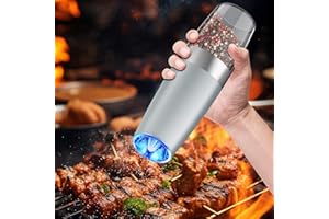 Electric Pepper or Salt Grinder, Auto Mill Grinder Shaker with Adjustable Coarseness, Automatic Salt Shaker LED Light, Batter