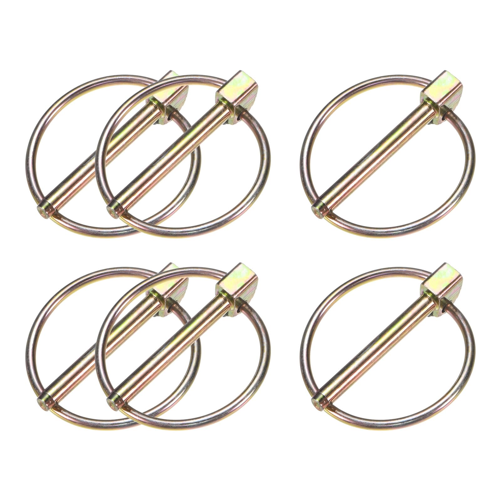 M METERXITY 6-Pack 11/64" Linch Pin with Ring, 1-7/16" Carbon Steel Lynch Pin Trailer Pins for Boat/Truck/Tractor/Trolley/Lawn Mower, Lock Clips Fastener Pin [4.5x36mm, Colored Zinc]