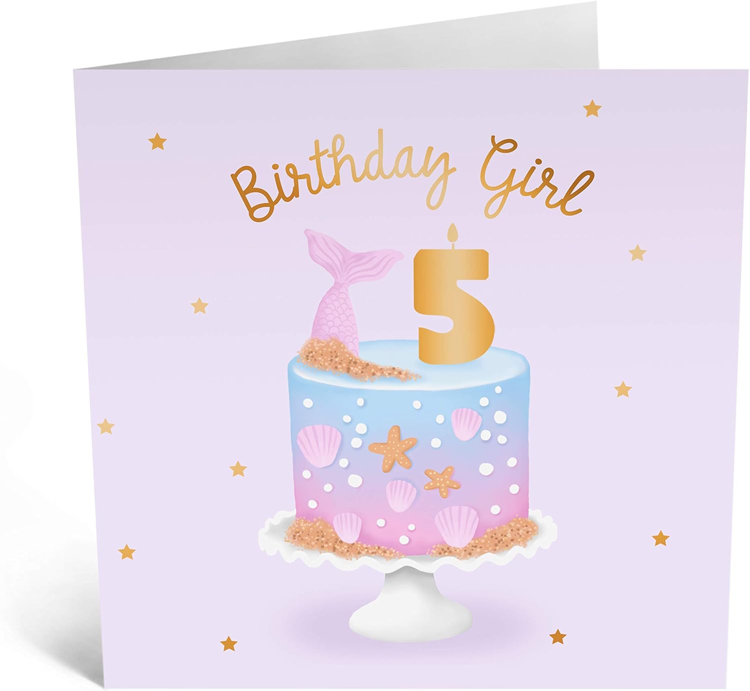 Central 23 - 5th Birthday Card - for Birthday Girl - 5 Years Old - Mermaid Cake - Comes with Cute Stickers - Image 3