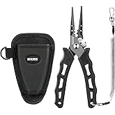 Booms Fishing F07 Pliers Hook Remover, Split Ring Pliers Stainless Steel, Saltwater Tools With Lanyard and Sheath, Gift for Men