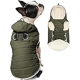 Vecomfy Fleece Lining Dog Hoodie with Harness Built in,Extra Warm Small Dog Jacket in Winter Puppy Coats with Drawstring Hooded,Green XS