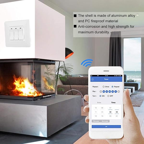 Smart Switch 100 240V WiFi Phone Control remoto Interruptor de pared de alta resistencia para AlexaGoogle HomeIFTTT EU Plug3 keys