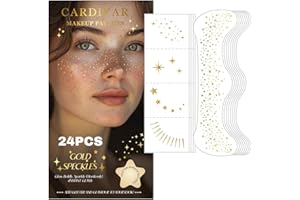 CARDIYAR Glitter Freckles Face Tattoo - 24PCS Waterproof Gold Temporary Sparkle Patches for Women, Glow Up Makeup (Gold)