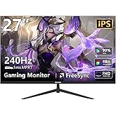 Raywego 27inch Gaming Computer Monitor IPS 240Hz FHD(1920×1080P), 99% sRGB,1ms Response Time, 400cd/m²,AMD Freesync, Crosshair & Eye-Care Tech,Low Blue Light,HDMI 2.0,DP 1.4,Supports Wall-Mounted