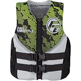 Full Throttle Junior Hinged Rapid Dry Neoprene Life Jacket, Green