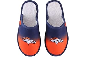 FOCO NFL Men's Official Primary Logo Embroidered Sherpa Lined Gradient Scuff Slide Slippers