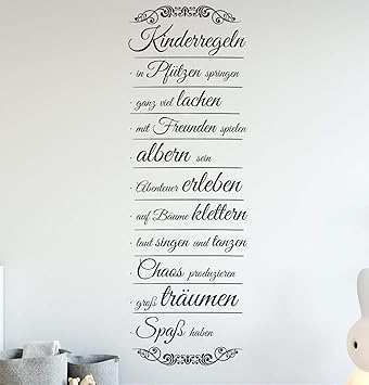Tjapalo A80 Wandtattoo Kinderregeln Wandtattoo Kinderzimmer Junge Madchenzimmer Spruche Farbe Schwarz Grosse H100xb33cm Amazon De Baby Wandtattoo Kinderzimmer Sprüche