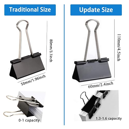 Office Supplies TIMESETL 120-Piece Binder Clips Set - 6 Sizes Black ...