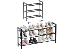 Mavivegue 18-33” Expandable Shoe Rack for Closet, 3-Tier Shoe Organizer, Adjustable Shoe Rack for Front Door Entrance, Entryway