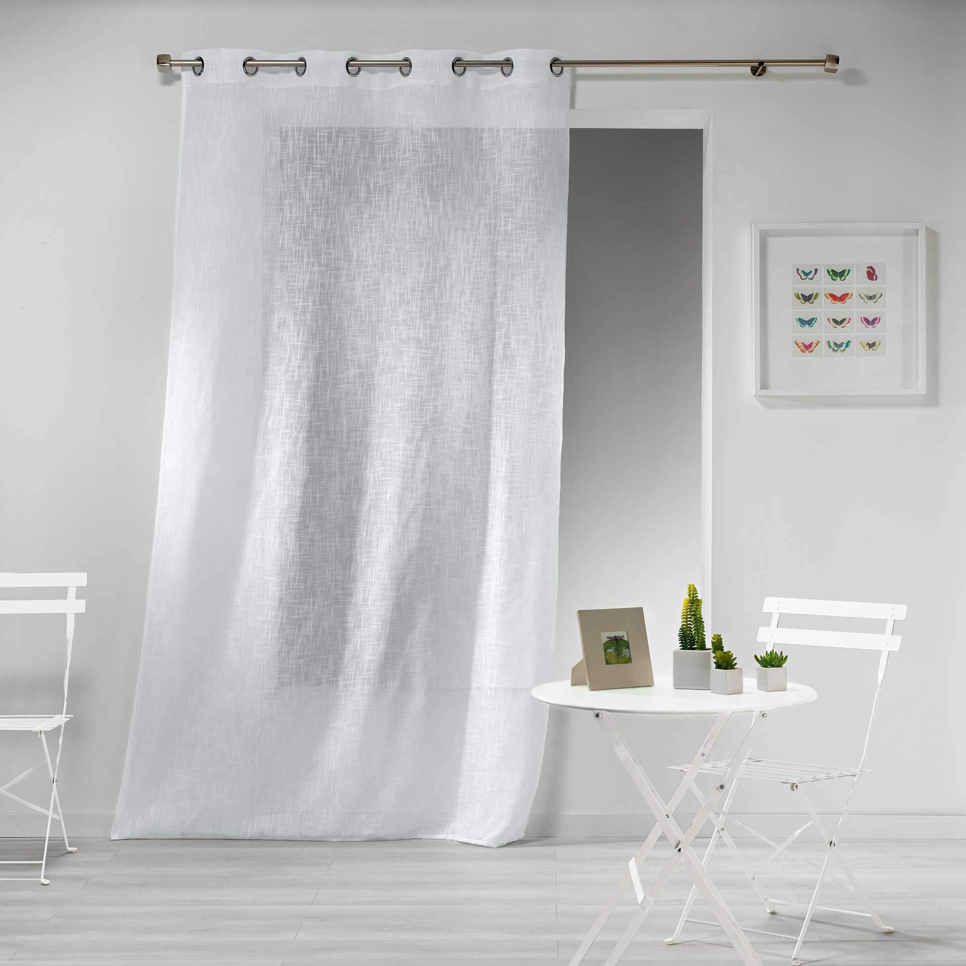 Douceur d'Intérieur Haltona Curtain with Eyelets Linen Effect Haltona Woven Polyester, White, 280 x 140 cm