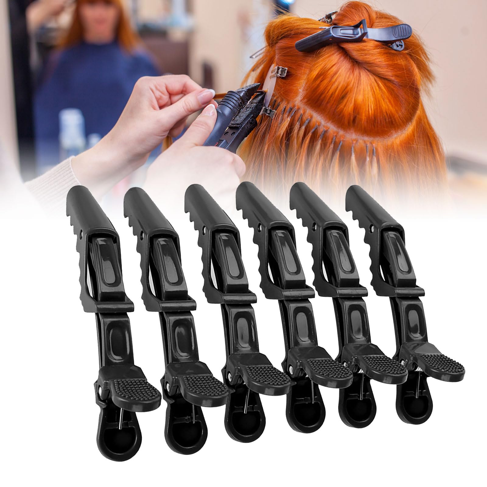 6 x Crocodile Hair Clips, Hairdressing Clipping Non-Slip Unique Hairdressing Pin Hair Section Claw Barrettes for Salon Hairdresser (Black)