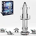 Large-Sized Space Launch Starship Center Building Toy Set 8 in 1 -Compatible with Legos for Adults,Silver-Plated Appearance, Collectible Building Block Set for Rocket Enthusiasts & Adults