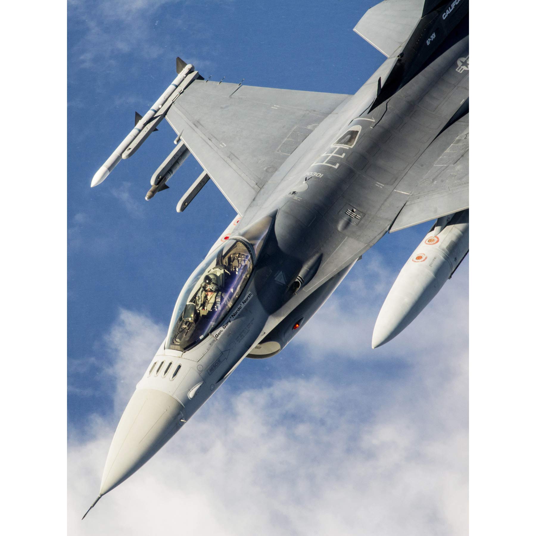 Military USA USAF F-16 Fighting Falcon Fighter Jet Photo Large Wall Art Poster Print Thick Paper 18X24 Inch