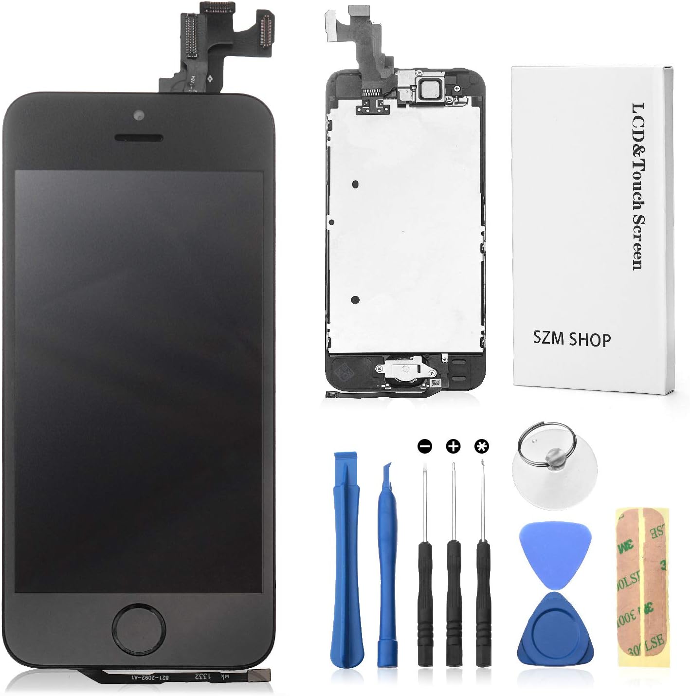 Amazon Szm Iphone5s フロントパネルセット 液晶パネル Led スクリーン フロントカメラ スピーカー ホームボタン付き 5s黒 修理パーツ 通販