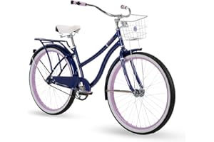 Huffy Cruiser Bike, Fairmont or Woodhaven Model, 20/24/26 Inch Sizes, Perfect for Casual Rides, Ergonomic Upright Design, Fenders Prevent Spray, Rear Rack and Basket Available, Simple Coaster Brakes