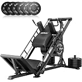 Leg Press Hack Squat Machine with Back Support Cushion, 3 in 1 Adjustable Leg Press Machine with Quad Track Roller System, Hack Squat Machine