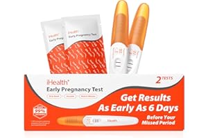 iHealth Early Pregnancy Test 2-Pack, Ultra-Sensitive Detection, Over 99% Accurate. Get Reliable Results 6 Days Before Your Missed Period. Easy at-Home HCG Fertility Test Kit, Individually Wrapped