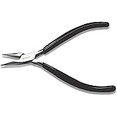 The Beadsmith Extra-Fine Chain Nose Pliers, 4.5 inches (115mm) with Polished Steel Head, Black PVC Comfort Grip Handle Without a Spring
