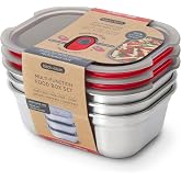 BLACK + BLUM Stainless Steel Microwave Safe Container Set | 30 oz x 3 | Leak Proof &amp; Airtight, Metal Meal Prep Containers, Durable &amp; Reusable, Stackable Food Storage, Lunches &amp; Batch Prep