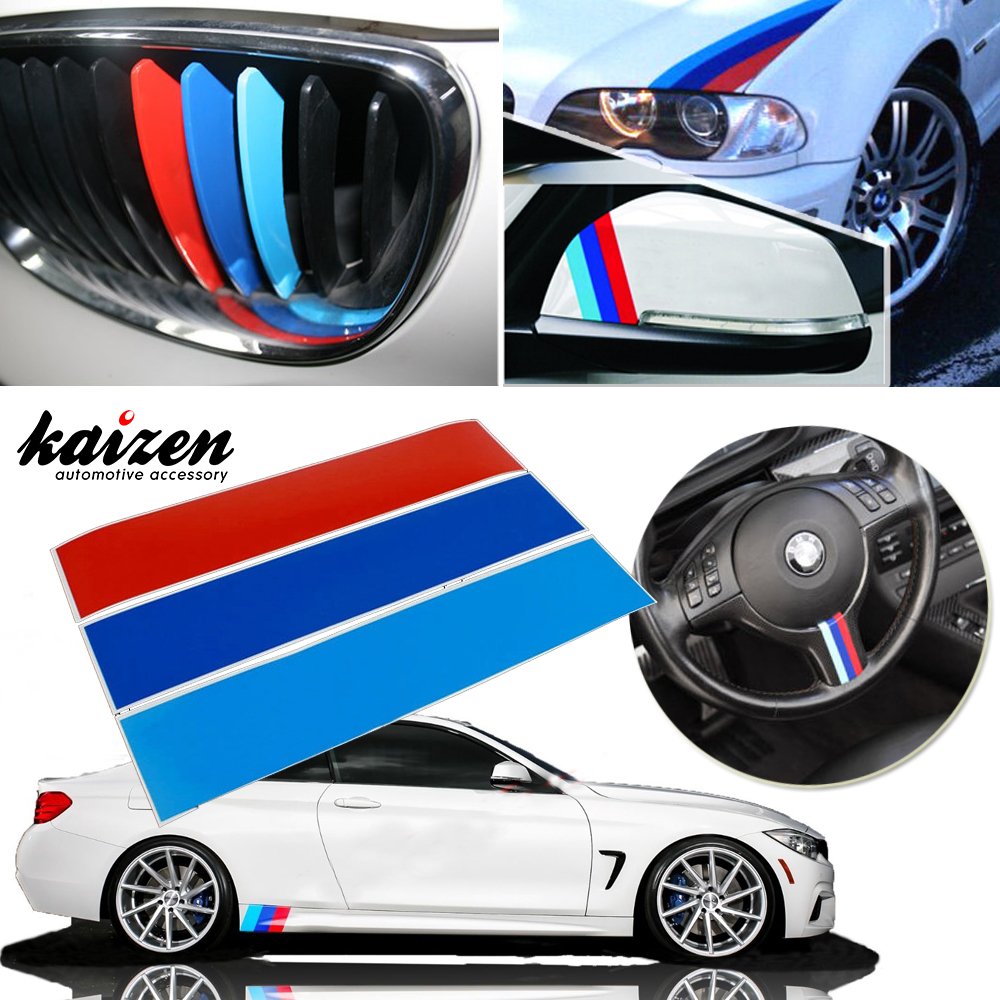 Decorative Carbon Fiber M Stripe Decal Sticker For Bmw Exterior