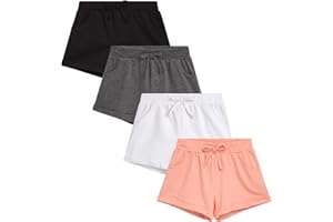 Real Love Girls' Active Shorts - 4 Pack Cuffed French Terry Sweat Shorts (Size: 7-16)