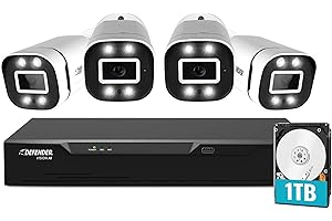 Defender 4K 8MP Ultra HD Vision AI Smart Artificial Intelligence Wired 1TB 4CH DVR Security System with 4Deterrence Cameras, Human & Vehicle Detection,Color Night Vision,Spotlight and Free Mobile App