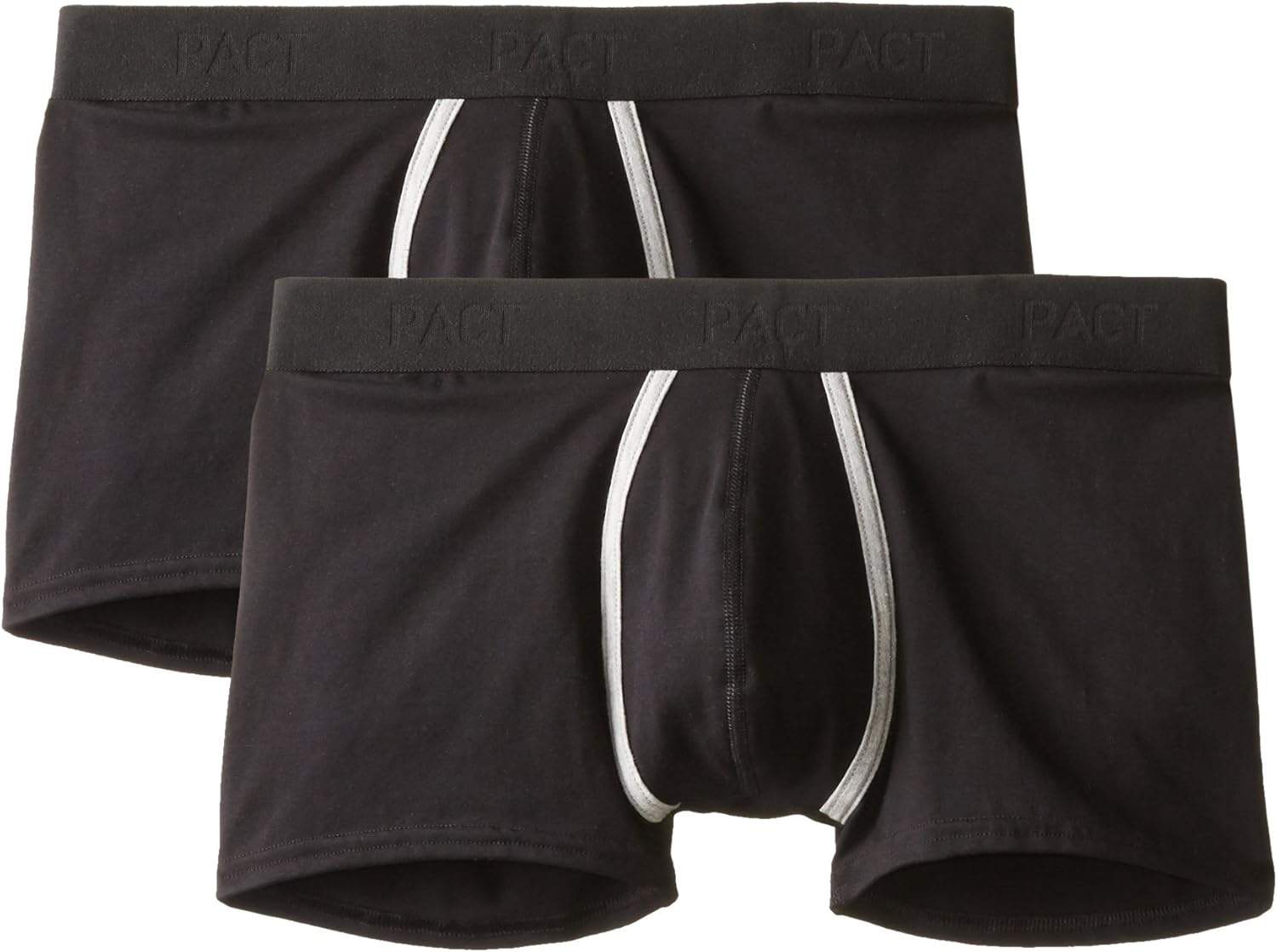 Pact Men's Organic Cotton Stretch Trunk Brief Underwear, Black, Medium