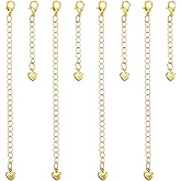 8 Pcs 18k Gold Chain Extenders for Necklaces, Bracelet, Women, Non Tarnish Fadeless Bracelet Chain Extenders Set, 2 Sizes Necklace Extender Gold Jewelry Extender