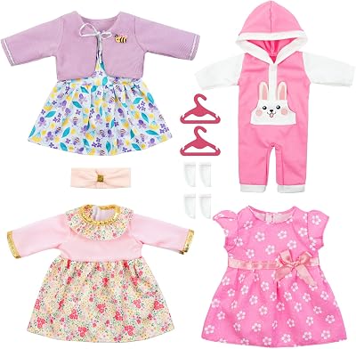 Aolso Doll Clothes 14-18 Inch 35-45 cm Set of 4 Outfits with Socks