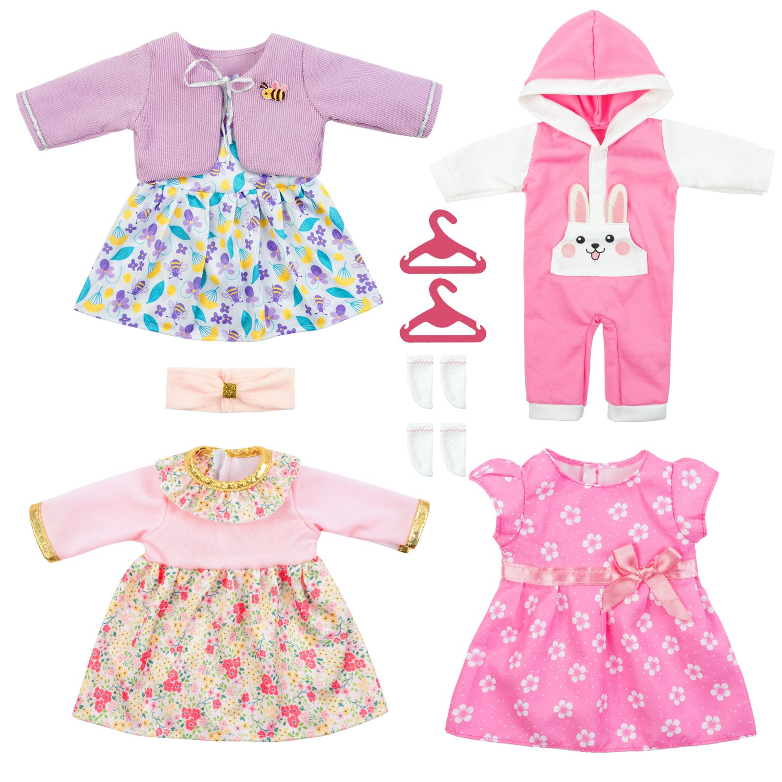 Aolso Baby Doll Clothes for 14-18 Inch/35-45 cm Dolls, 4-packs New Doll Clothes Outfits for Girls Birthday