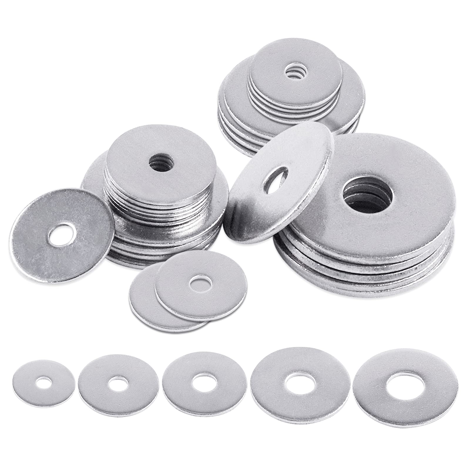 Glarks 100Pcs M8 x 25 mm Large Fender Washers 304 Stainless Steel Flat Washers Set for Screw Hardware Lock