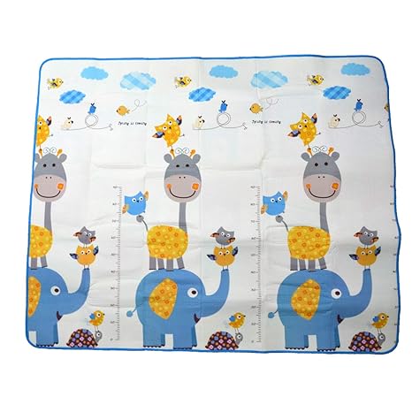 Baby Bucket Waterproof Double Sided Baby Crawling Mat | Baby Play Crawl Floor Mat | for Kids Picnic Play School Home for Babies [Print May Vary] - [Size - 180 * 200cm / 0.5mm Thickness] - 3ELEPHANT
