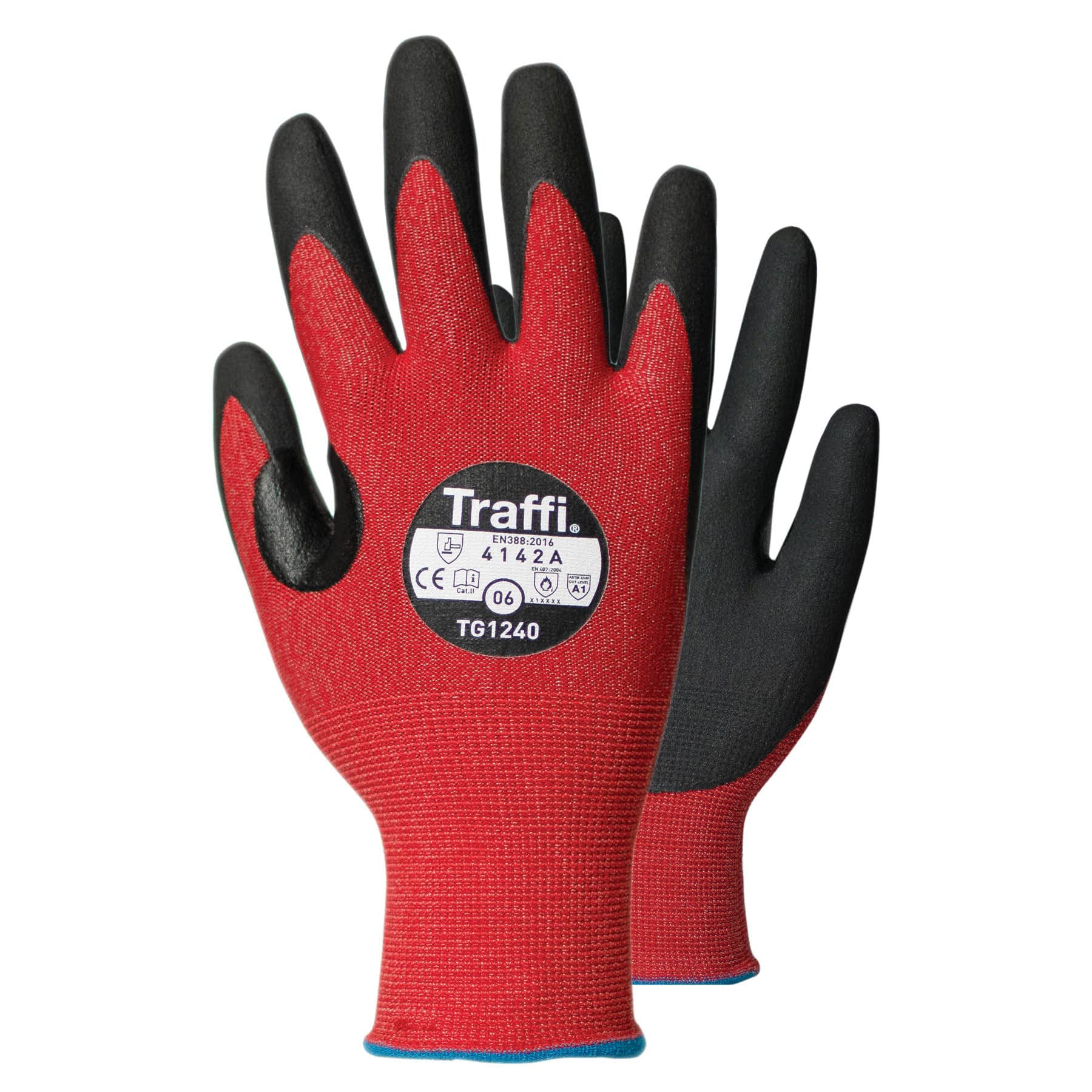 Traffi TG1240- Microdex Nitrile LXT Safety Glove - Cut Level A Work Glove - Carbon Neutral - 1 Pair of Size 10